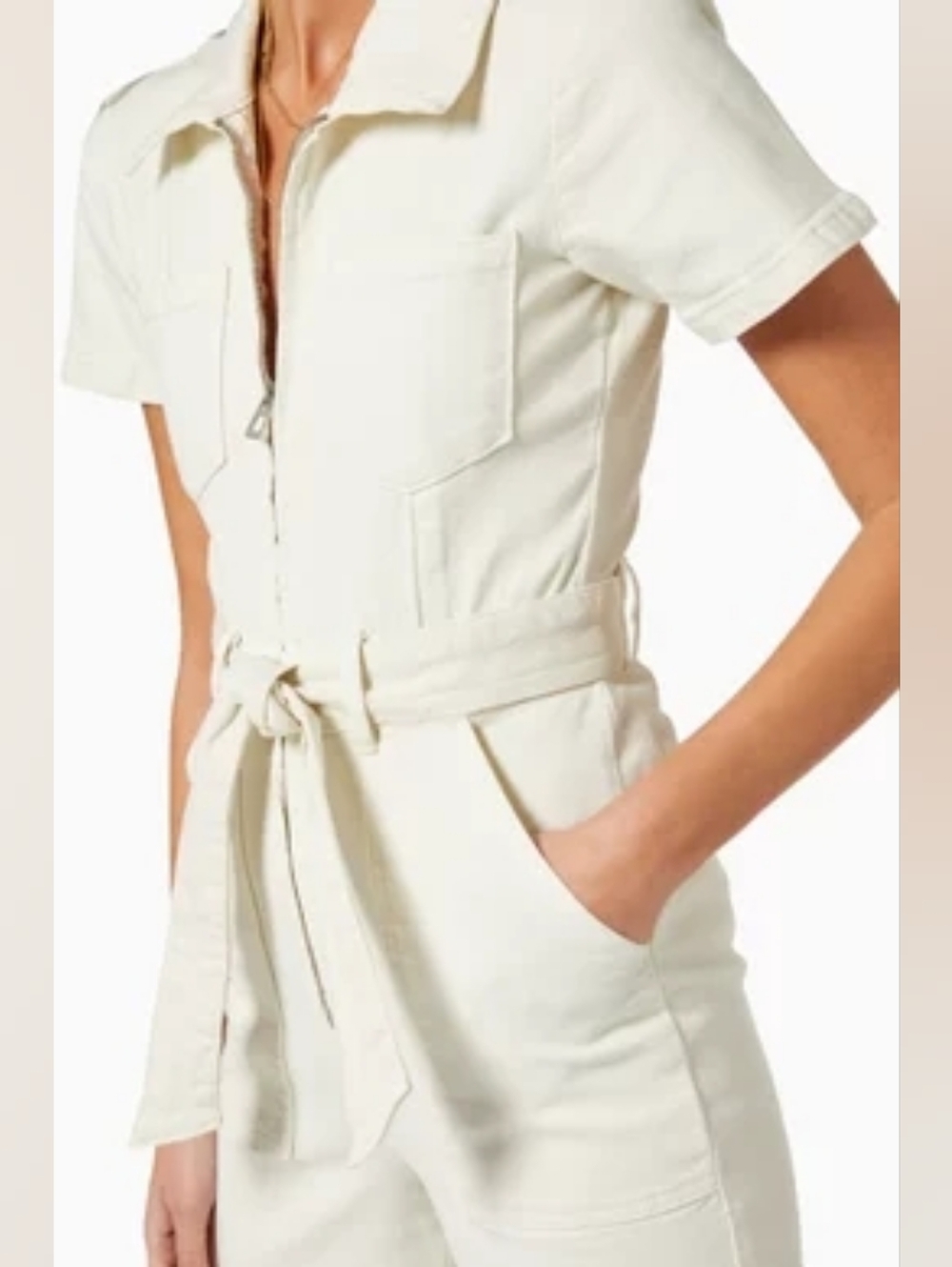 Good American Day and Night Belted Jumpsuit Size 1=S In Bone001 - Picture 3 of 12